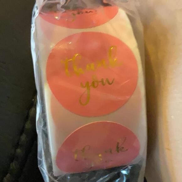 Thank you pink business cards and 1” stickers - Picture 3 of 3